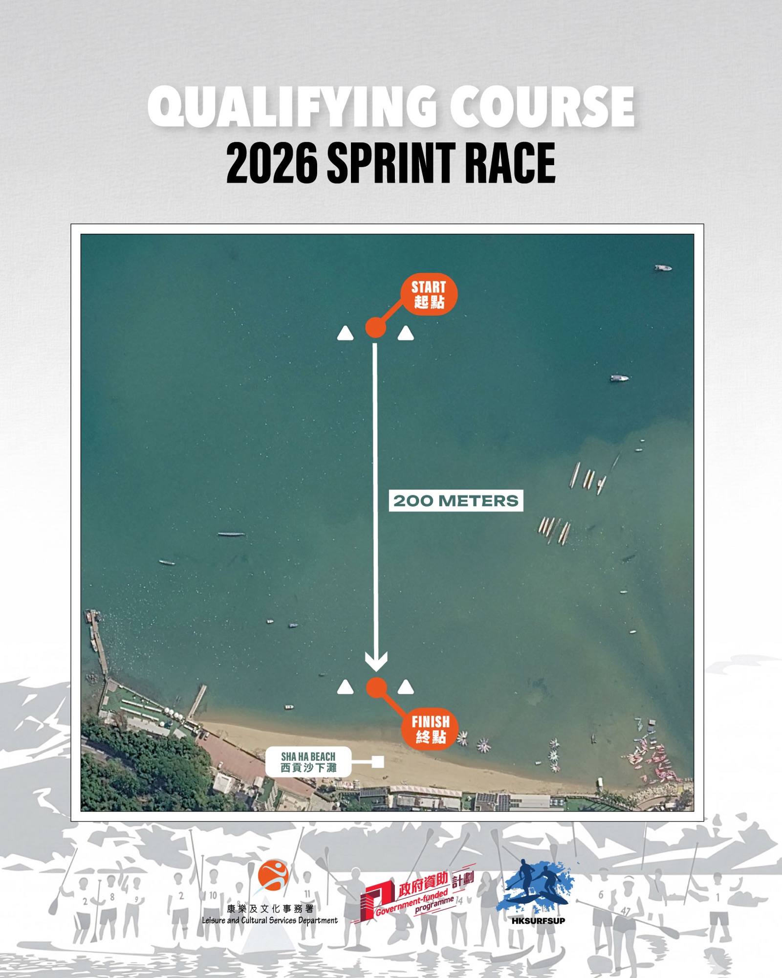 2026 香港直立板衝刺賽初賽賽道：西貢沙下灘 200 米直線賽道